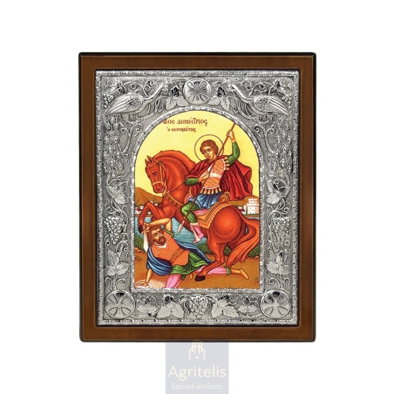 Silver Icon, Agritelis Sacred Artifacts, ieraskevi.com, SAINT DEMETRIUS 29 x 23 cm