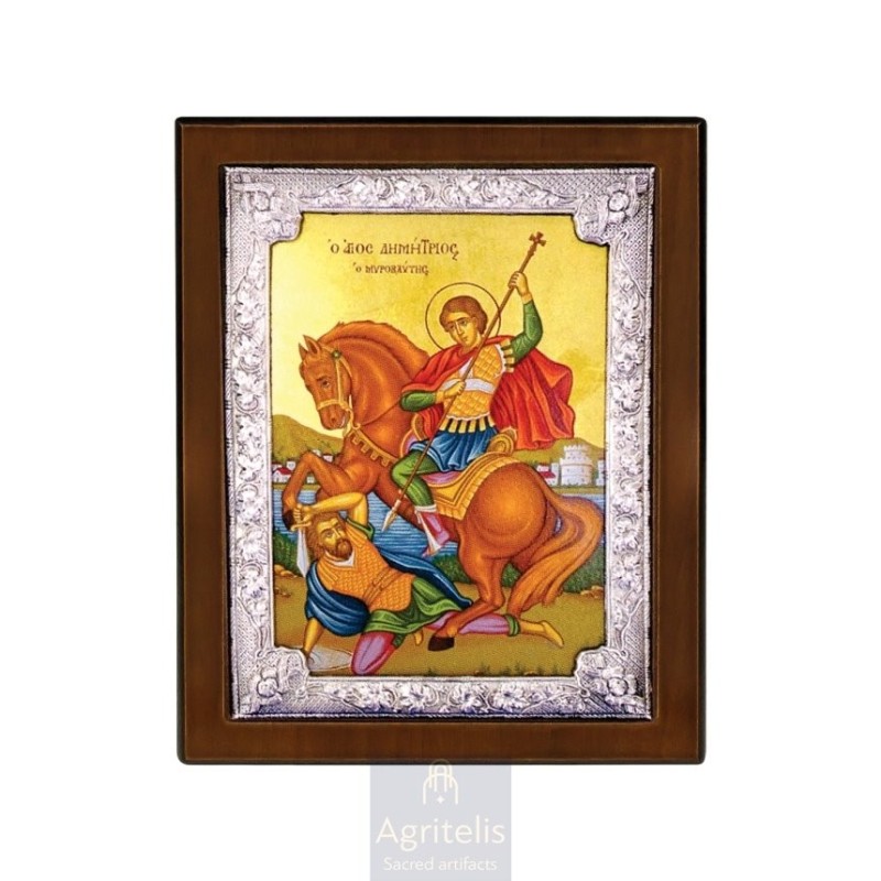 Silver Icon, Agritelis Sacred Artifacts, ieraskevi.com, Saint Demetrius 28 x 22 cm