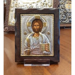 Silver Icon, Agritelis Sacred Artifacts, ieraskevi.com, Christ Dimension 18 x 15.5 cm