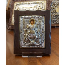 Silver Icon, Agritelis Sacred Artifacts, ieraskevi.com, Saint Phanourios Enthroned Dimension 18 x 15.5 cm