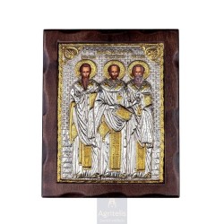 Silver Icon, Agritelis Sacred Artifacts, ieraskevi.com, Three Hierarchs 25 x 19.5 cm