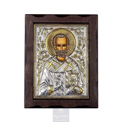 Silver Icon, Agritelis Sacred Artifacts, ieraskevi.com, Saint Nicholas 25 x 19.5 cm