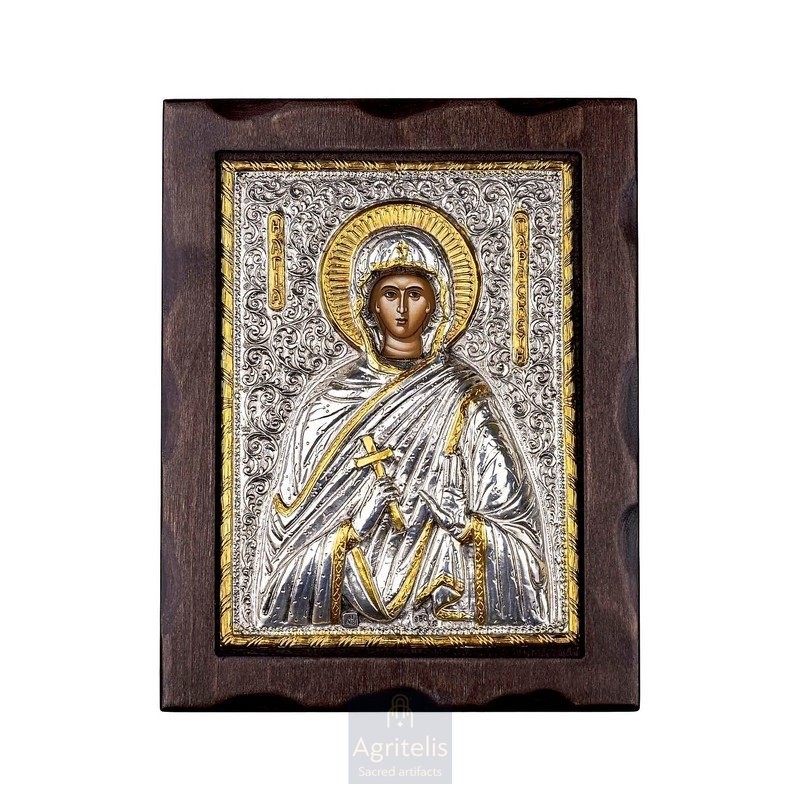 Silver Icon, Agritelis Sacred Artifacts, ieraskevi.com, Saint Paraskevi 25 x 19.5 cm