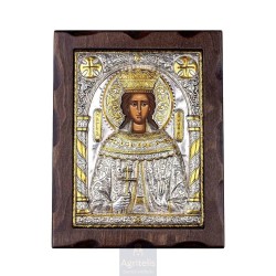 Silver Icon, Agritelis Sacred Artifacts, ieraskevi.com, Saint Irene 25 x 19.5 cm