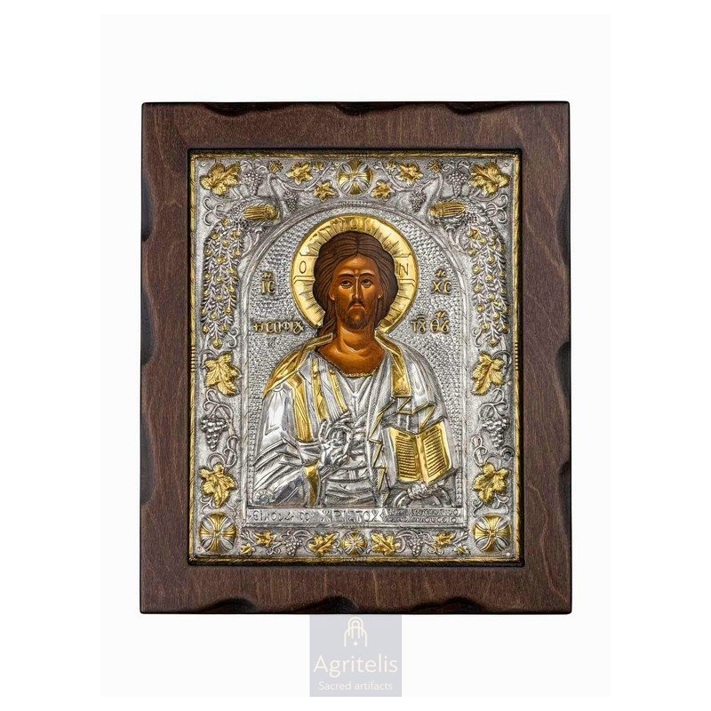 Silver Icon, Agritelis Sacred Artifacts, ieraskevi.com, Christ 29.5 x 24.5 cm