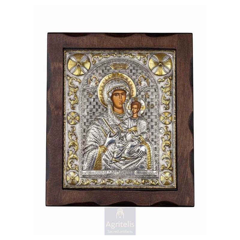 Silver Icon, Agritelis Sacred Artifacts, ieraskevi.com, Virgin Mary the Directress 29.5 x 24.5 cm