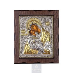 Silver Icon, Agritelis Sacred Artifacts, ieraskevi.com, Virgin Mary Glykofilousa 29.5 x 24.5 cm