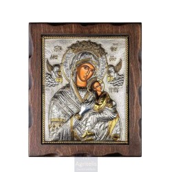 Silver Icon, Agritelis Sacred Artifacts, ieraskevi.com, Virgin Mary Amolyntos Byzantine 29.5 x 24.5 cm