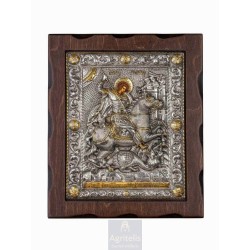 Silver Icon, Agritelis Sacred Artifacts, ieraskevi.com, Saint George 29.5 x 24.5 cm