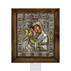 Silver Icon, Agritelis Sacred Artifacts, ieraskevi.com, Virgin Mary Axiom Esti 29.5 x 24.5 cm