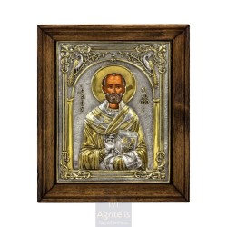 Silver Icon, Agritelis Sacred Artifacts, ieraskevi.com, Saint Nicholas 29.5 x 24.5 cm