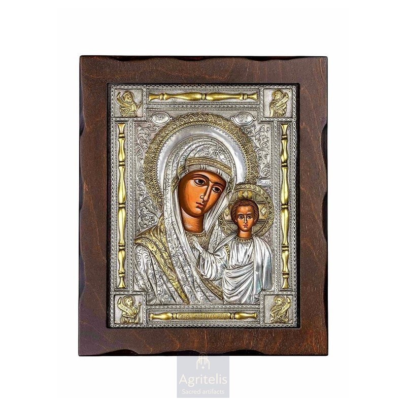 Silver Icon, Agritelis Sacred Artifacts, ieraskevi.com, Panagia of Kazan 34 x 28 cm