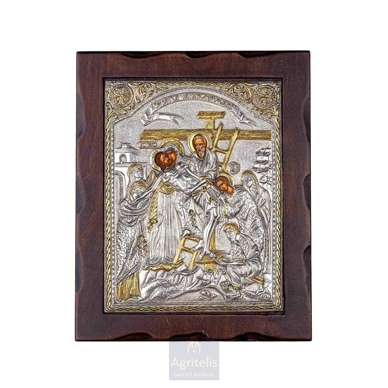 Silver Icon, Agritelis Sacred Artifacts, ieraskevi.com, Descent 34 x 28 cm