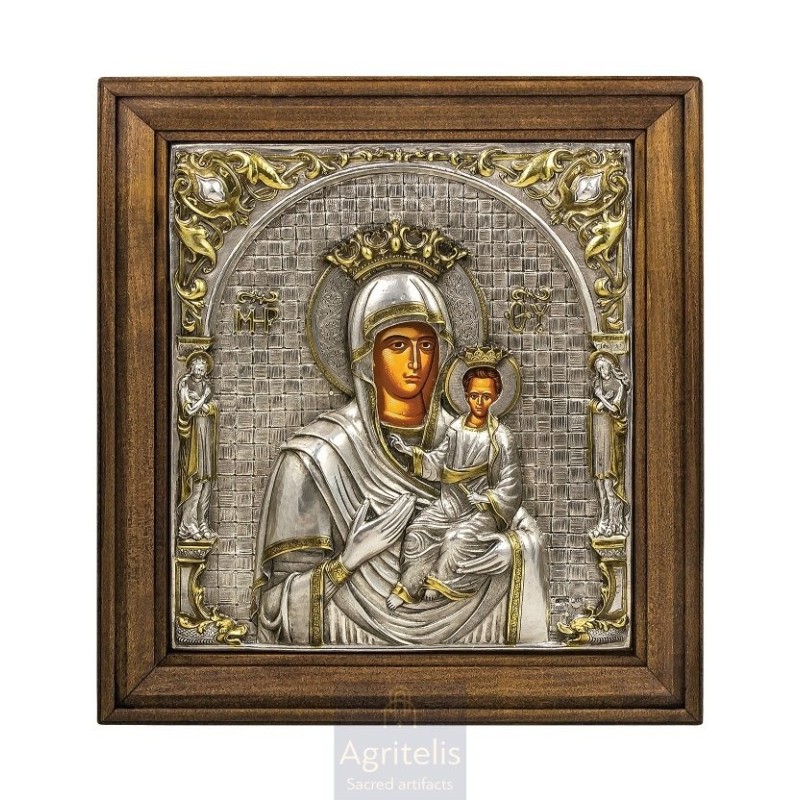 Silver Icon, Agritelis Sacred Artifacts, ieraskevi.com, Panagia the Unfading 40 x 36 cm