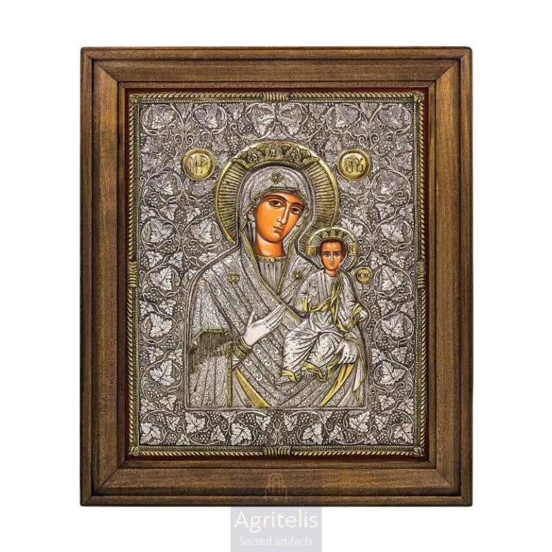 Silver Icon, Agritelis Sacred Artifacts, ieraskevi.com, Panagia the Unfading 48 x 40 cm