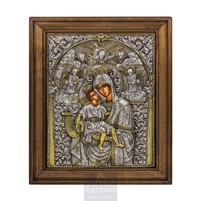 Silver Icon, Agritelis Sacred Artifacts, ieraskevi.com, Panagia Axios Esti 48 x 40 cm