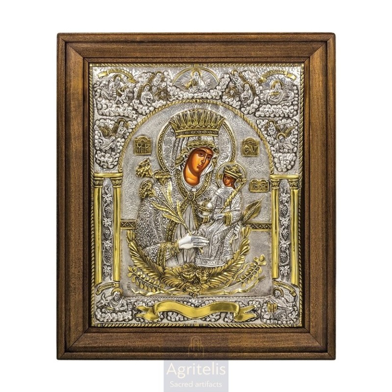 Silver Icon, Agritelis Sacred Artifacts, ieraskevi.com, Panagia Rodon to Amaranto 48 x 40 cm