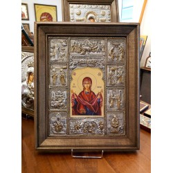 Silver Icon, Agritelis Sacred Artifacts, ieraskevi.com, The Life of Panagia Holy Shelter 48 x 40 cm