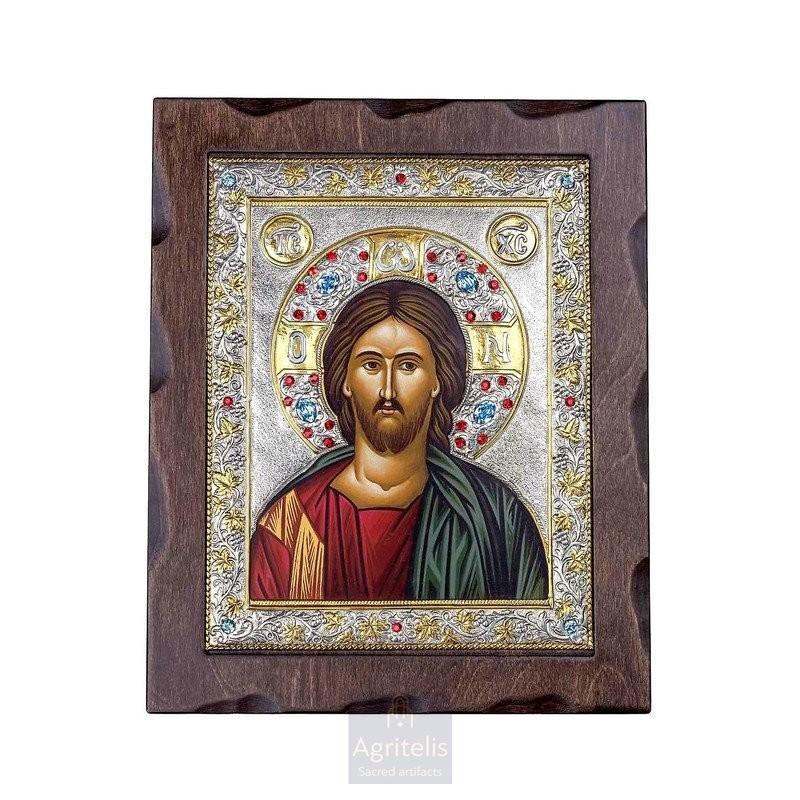 Silver Icon, Agritelis Sacred Artifacts, ieraskevi.com, Christ Icon 34.5 x 28 cm