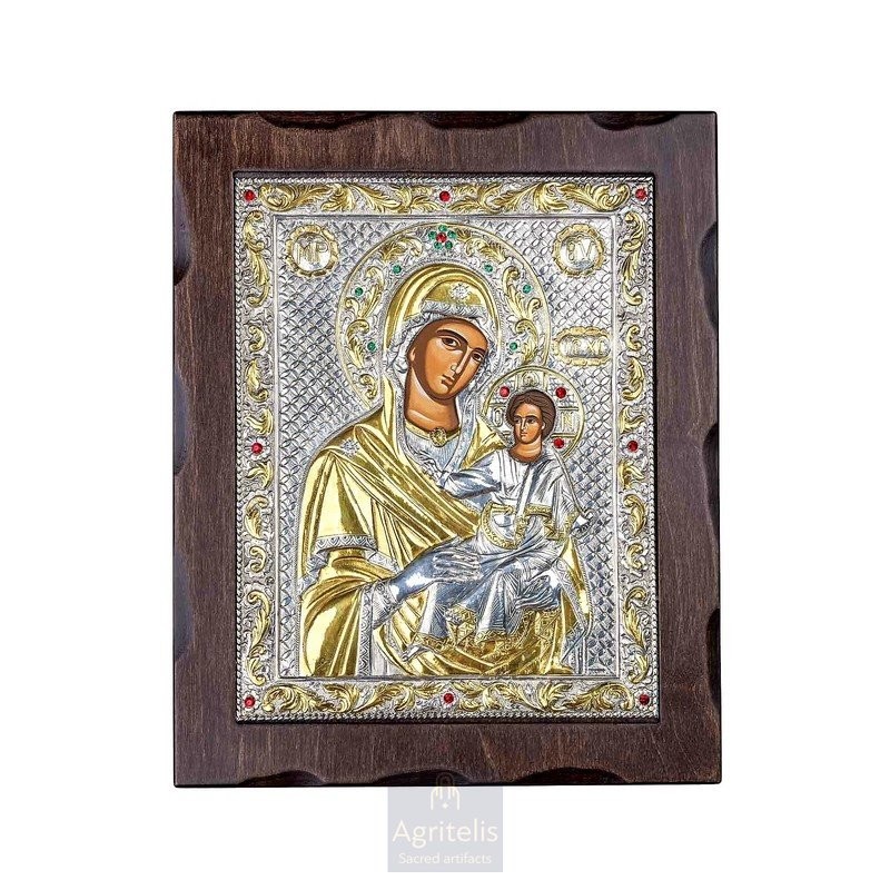 Silver Icon, Agritelis Sacred Artifacts, ieraskevi.com, Panagia the Unfading 34.5 x 28 cm