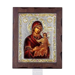 Silver Icon, Agritelis Sacred Artifacts, ieraskevi.com, Panagia the Unfading on Canvas 34.5 x 28 cm