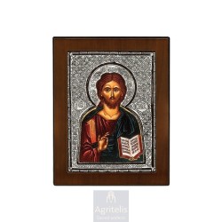 Silver Icon, Agritelis Sacred Artifacts, ieraskevi.com, Christ Icon 14.6 x 11.3 cm