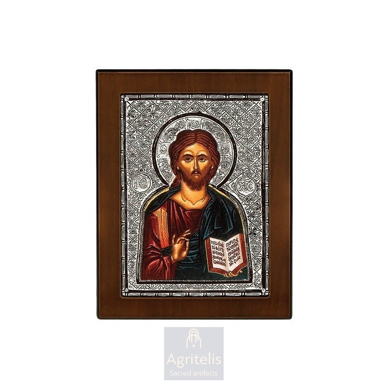 Silver Icon, Agritelis Sacred Artifacts, ieraskevi.com, Christ Icon 14.6 x 11.3 cm