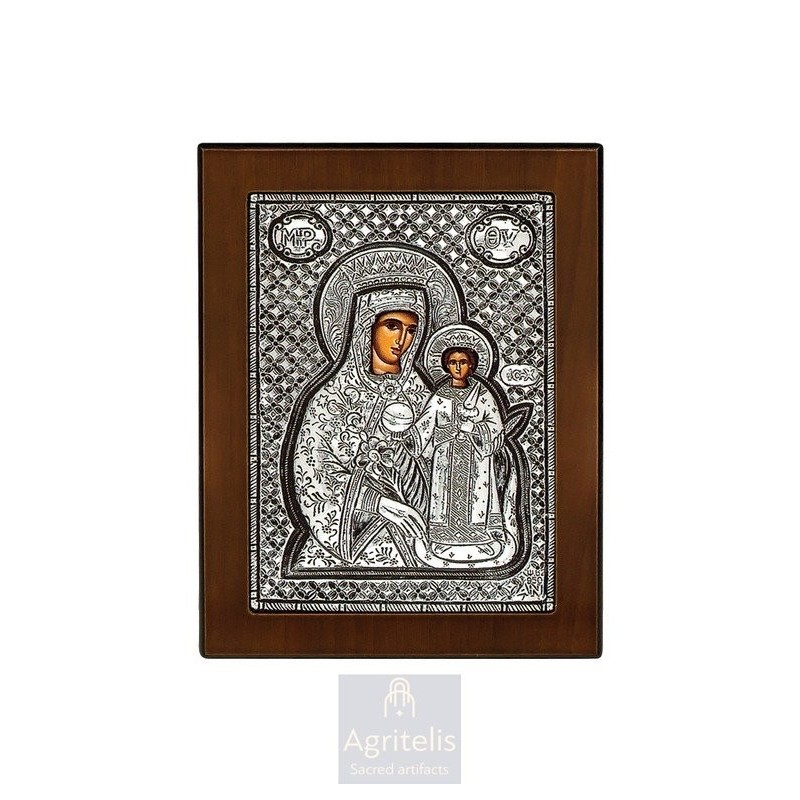 Silver Icon, Agritelis Sacred Artifacts, ieraskevi.com, Panagia Rodon to Amaranto 14.6 x 11.3 cm