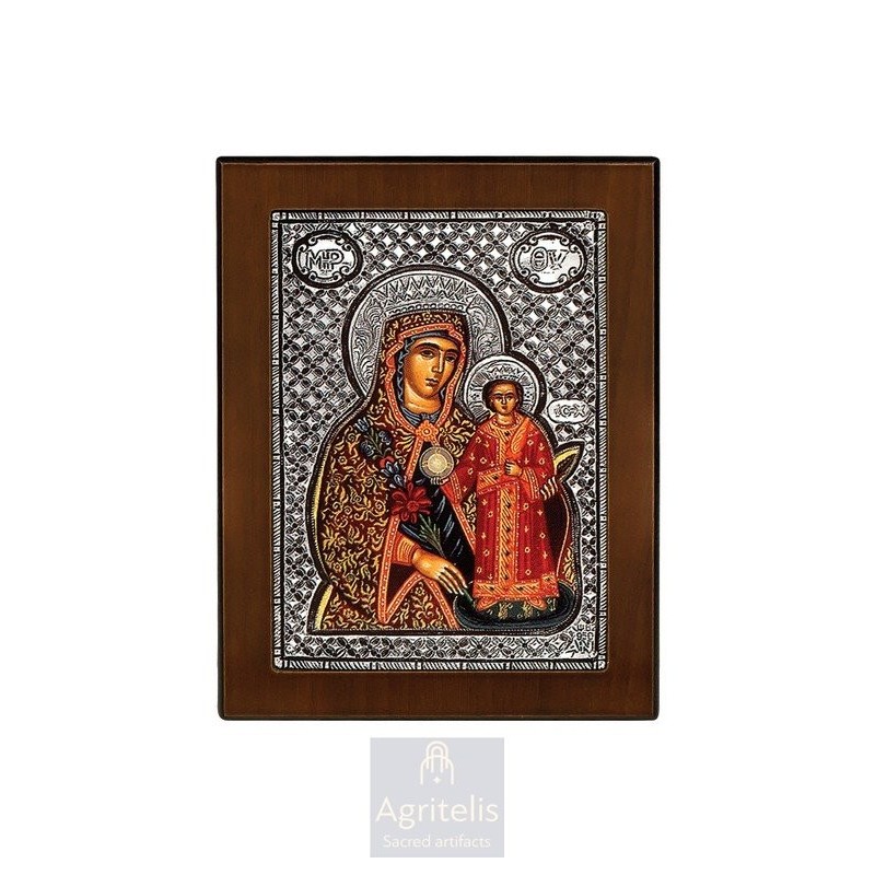 Silver Icon, Agritelis Sacred Artifacts, ieraskevi.com, Panagia Rodon to Amaranto Icon 14.6 x 11.3 cm