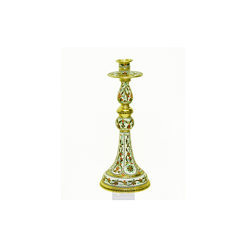 Candlestick Altar Gold plated Enameled