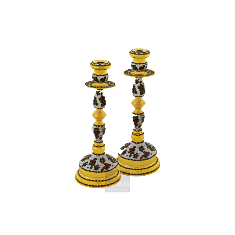 Candlestick Altar Gold plated Enameled