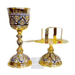 Chalice set, Gold Plated Chalice, Enameled Chalice, Agritelis, Church Supplies, ieraskevi.com