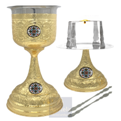 Chalice set, Gold Plated Chalice, Enameled Chalice, Agritelis, Church Supplies, ieraskevi.com