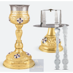 Chalice set, Gold Plated Chalice, Enameled Chalice, Agritelis, Church Supplies, ieraskevi.com