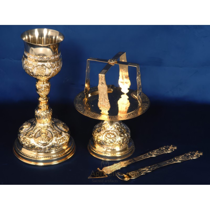 Chalice set, Gold Plated Chalice, Enameled Chalice, Agritelis, Church Supplies, ieraskevi.com