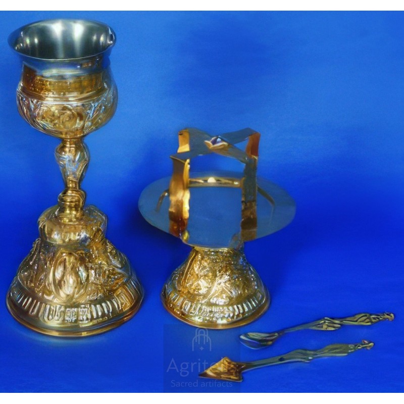 Chalice set, Gold Plated Chalice, Enameled Chalice, Agritelis, Church Supplies, ieraskevi.com