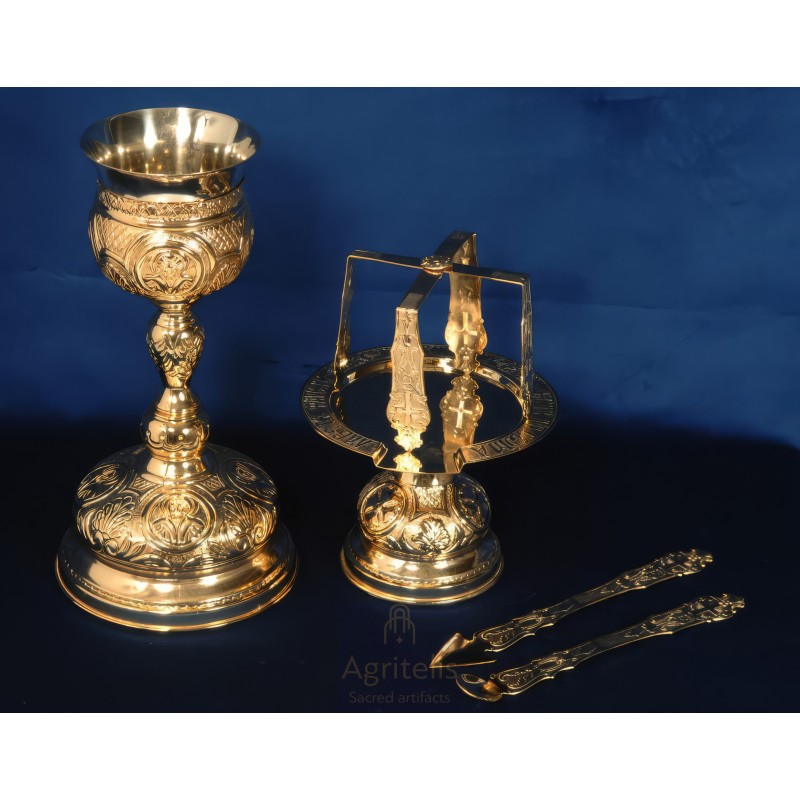 Chalice set, Gold Plated Chalice, Enameled Chalice, Agritelis, Church Supplies, ieraskevi.com