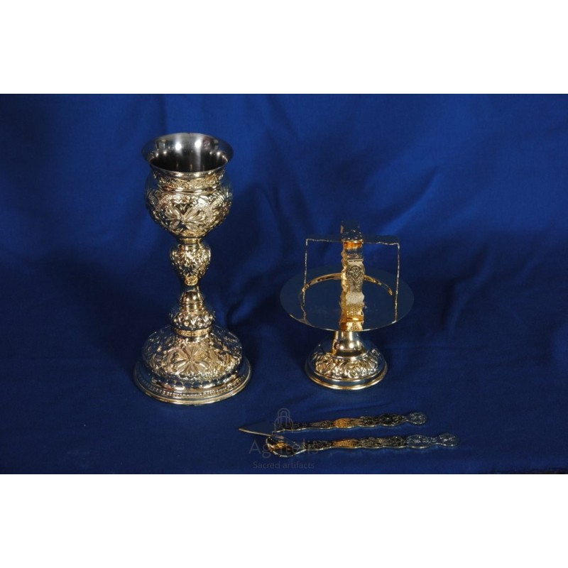 Chalice set, Gold Plated Chalice, Enameled Chalice, Agritelis, Church Supplies, ieraskevi.com