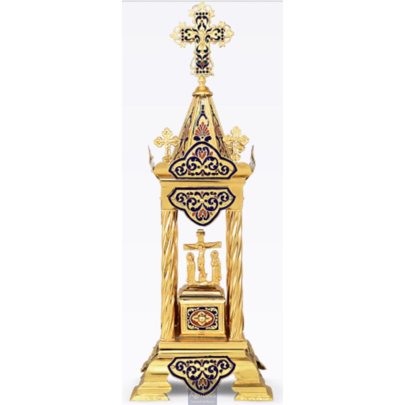 Tabernacle Enameled and Gold Plated , Greek Orthodox , Brass, 