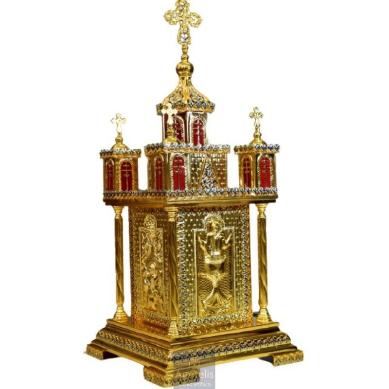 Enameled Tabernacle Brass Gold Plated