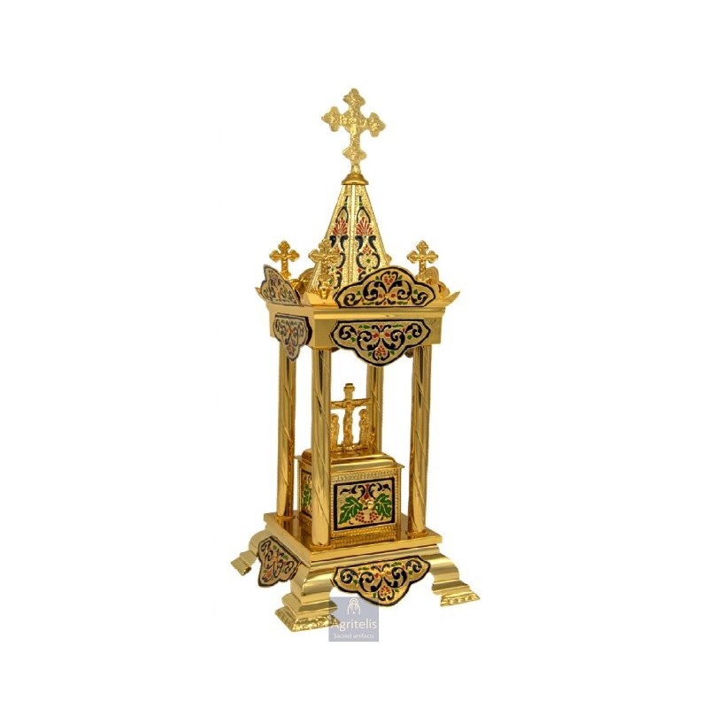 Tabernacle Enameled and Gold Plated , Greek Orthodox , Brass, 