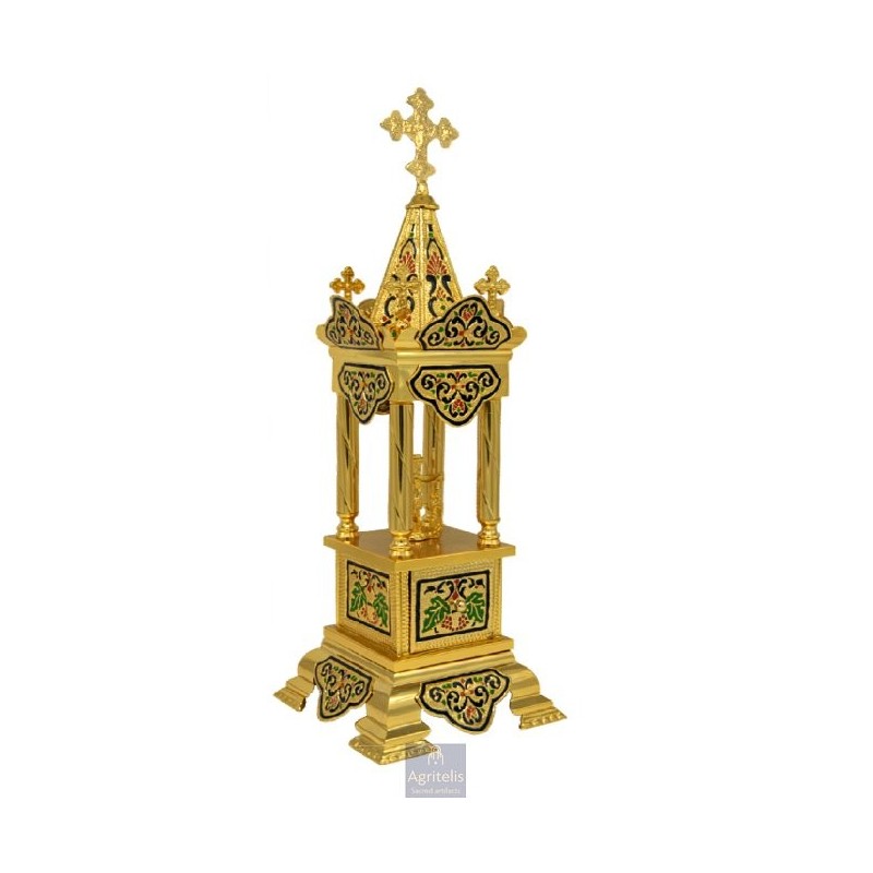 Tabernacle Enameled and Gold Plated , Greek Orthodox , Brass, 