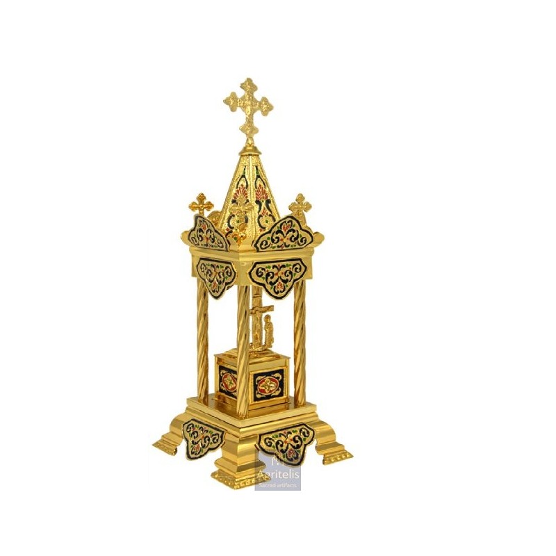 Tabernacle Enameled and Gold Plated , Greek Orthodox , Brass, 