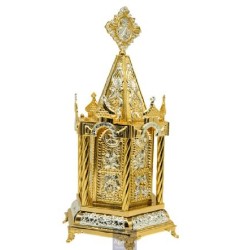 Tabernacle Gold Plated, Brass handmade, Carved,