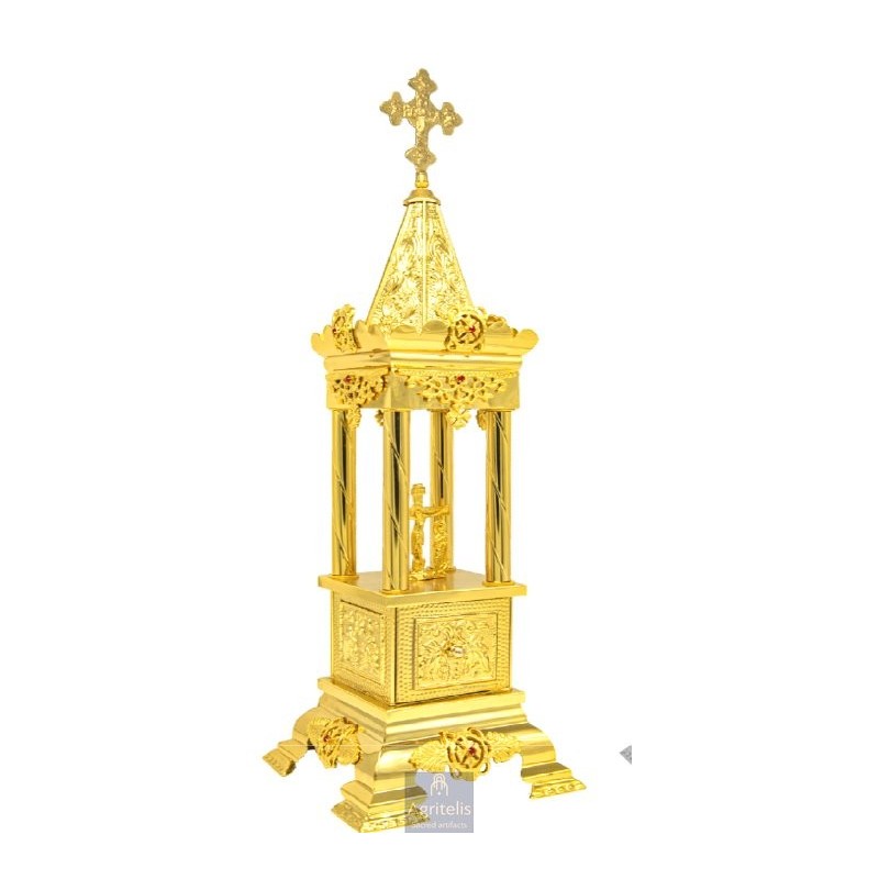 Tabernacle Gold Plated, Brass handmade, Carved,