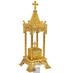 Tabernacle Gold Plated, Brass handmade, Carved,