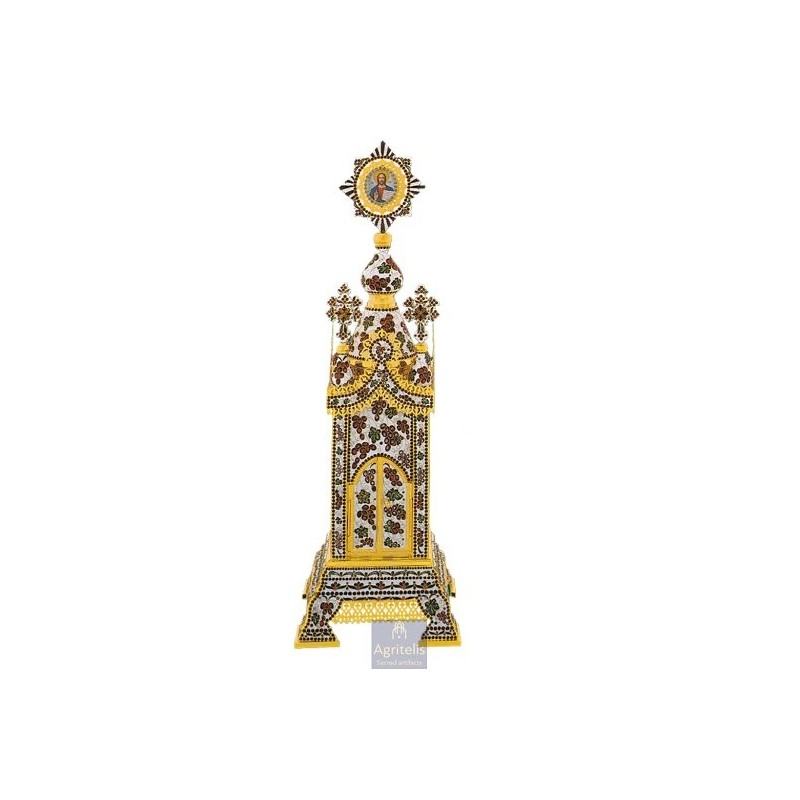 Tabernacle Enameled and Gold Plated , Greek Orthodox , Brass,