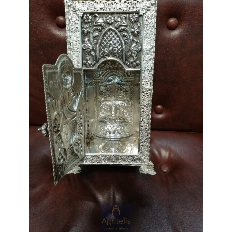 Tabernacle solid silver , Greek Orthodox ,Handmade Carved, Orthodox Artifact