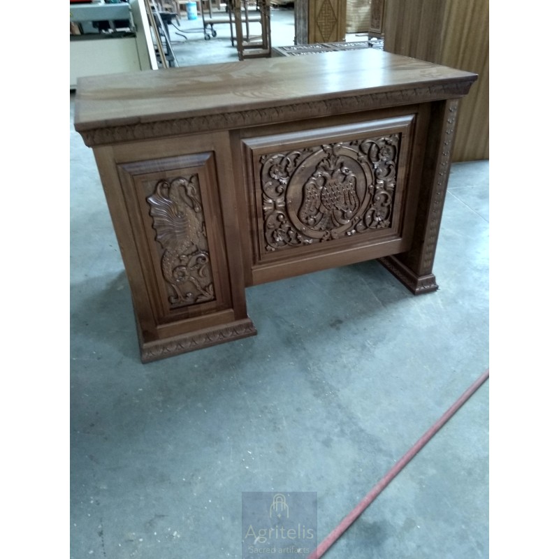 A beautifully crafted priest's desk made from solid linden wood. Perfect for a church office or study.