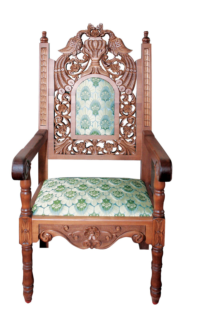 Carved Wooden Church Armchair